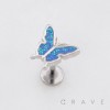 SPARKLING BUTTERFLY GLITTER CHARM THREADLESS LABRET SET 316L SURGICAL STEEL